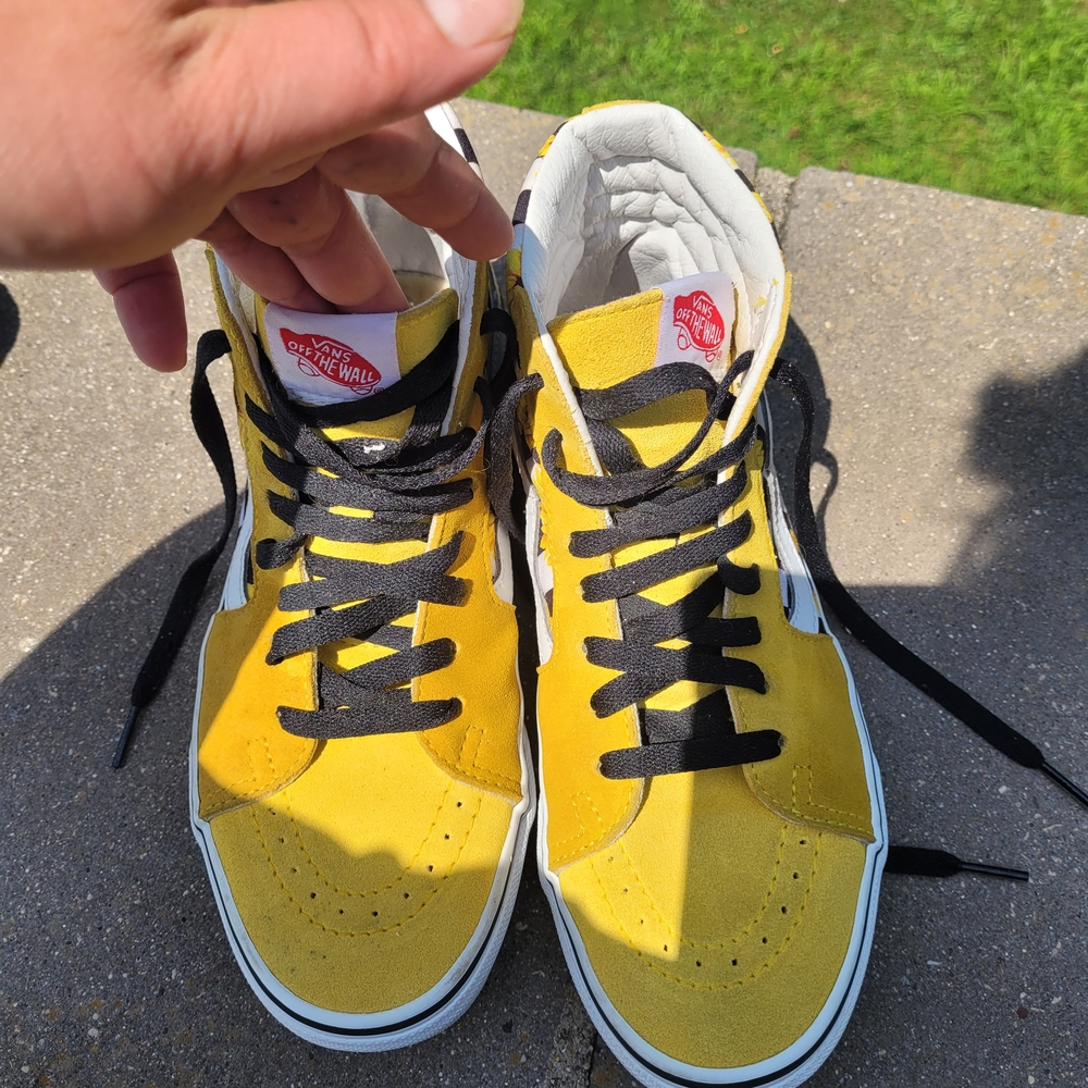 Worn Twice Vans Yellow and Black High-Top Sneakers